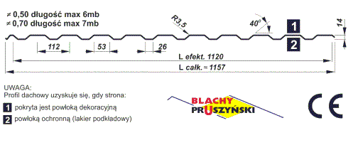 Blacha trapezowa t14 pruszyński rysunek  techniczny